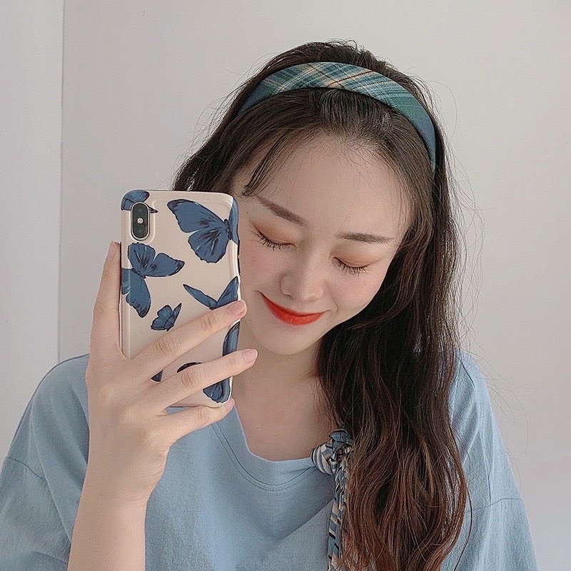 Bờm băng đô cài tóc kẻ caro basic