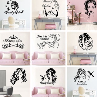 Sticker vinyl Dán Tường Họa Tiết Hình Cô Gái Tóc salon Dùng Trang Trí Nhà