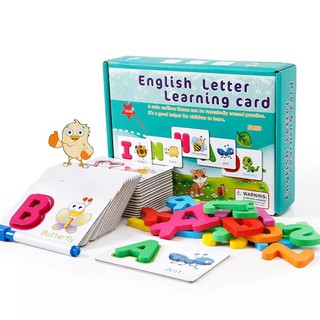 Hộp Thẻ Học Flashcard Chữ Cái Tiếng Anh Có Hình Minh Họa Tặng Kèm Bút Viết Và Tẩy