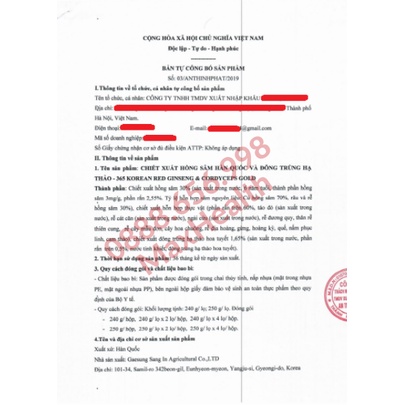 CAO HỒNG SÂM ĐÔNG TRÙNG HẠ THẢO 365 HANSUSAM  – MAXHEALTH