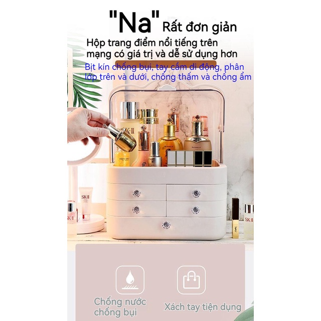 Hộp Đựng Mỹ Phẩm Trong Suốt Thời Trang Chống Bụi Chống Nước Có Nắp Đậy Đa Năng