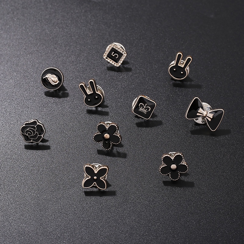 Set nút cài cổ áo đính ngọc trai nhân tạo nhỏ gọn đơn giản cho nữ