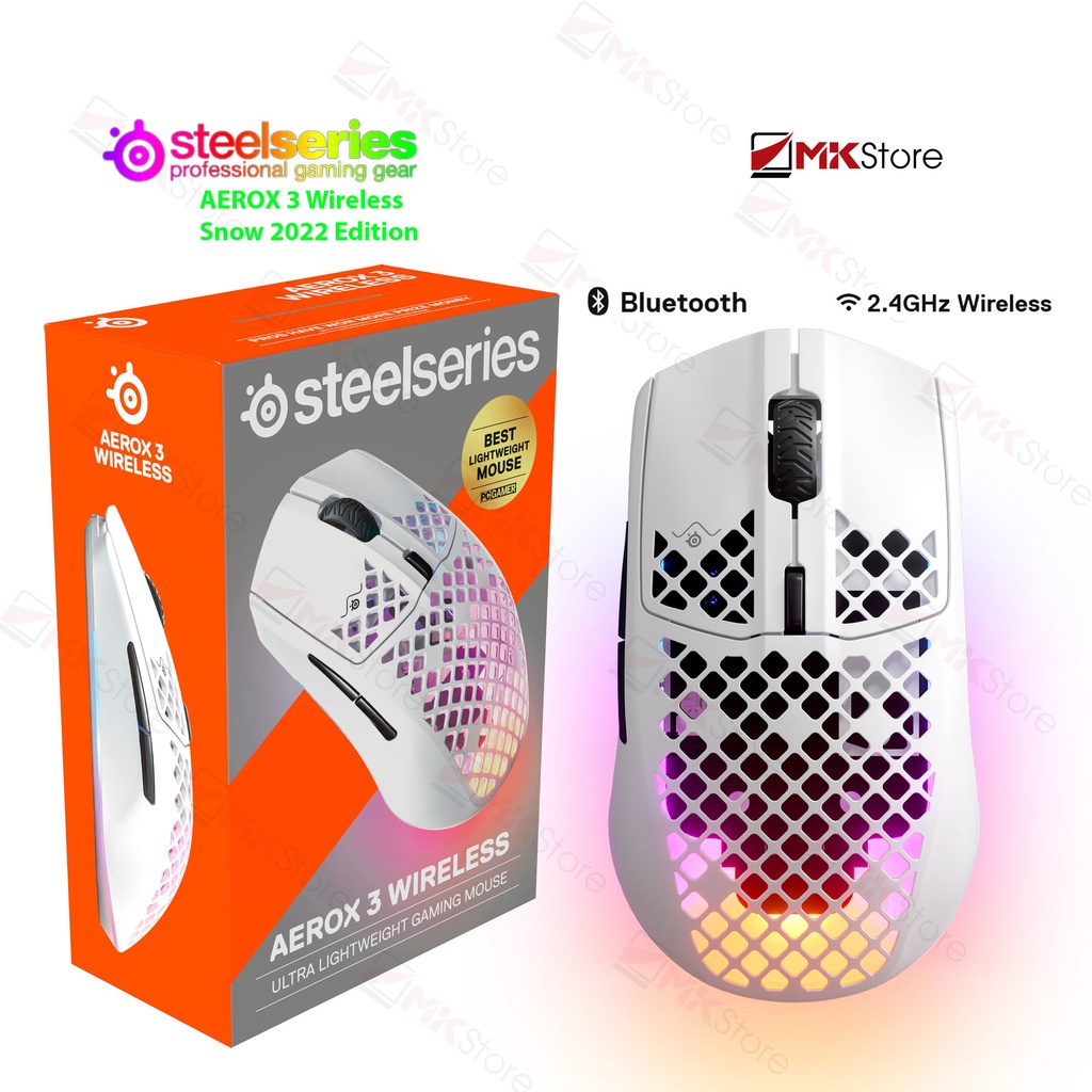 Chuột gaming Bluetooth / Wireless Steelseries AEROX 3 Snow 2022 Edition