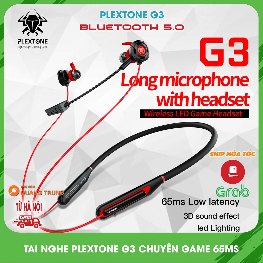 Tai nghe plextone G3 chuyên game, bluetooth 5.0 độ trễ 65ms cực thấp, chuyên game PUBG, call of duty, mic cực rõ