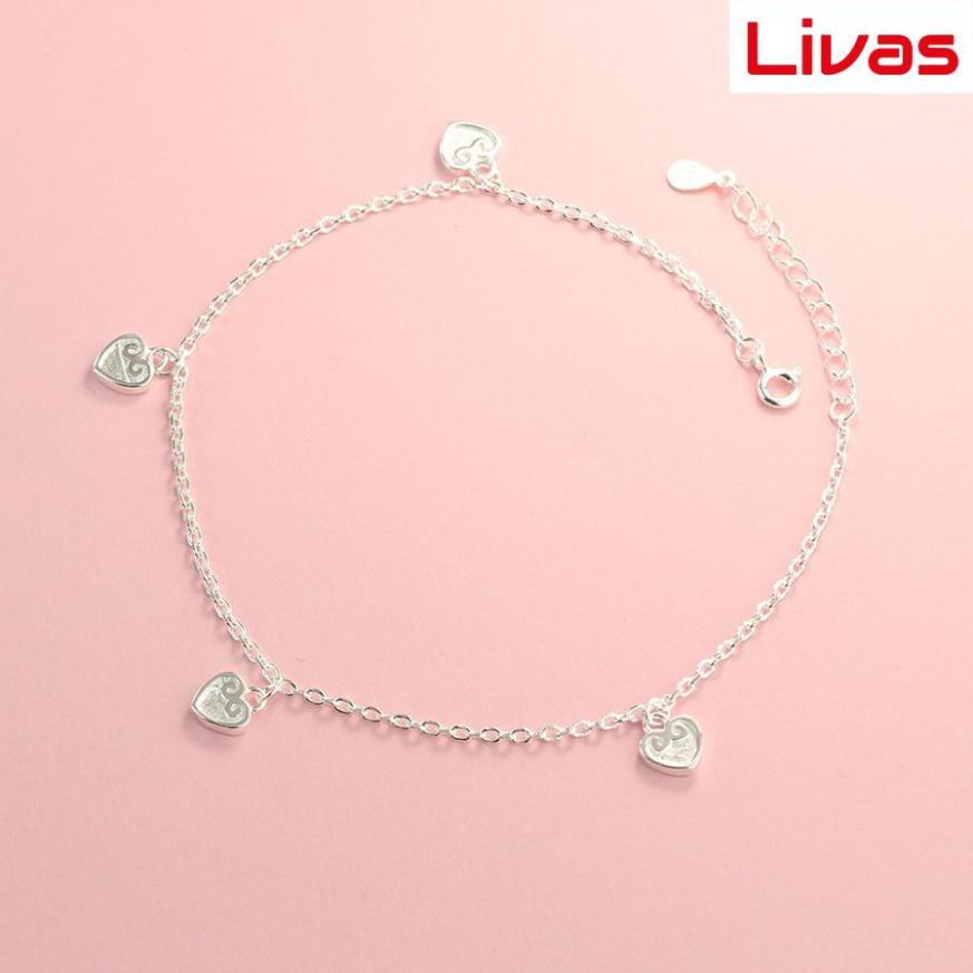 Lắc chân nữ bạc hình trái tim đính đá đơn giản LCN0069 - Trang Sức LIVAS
