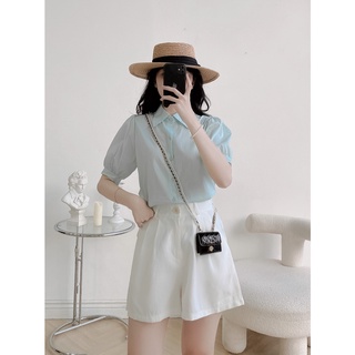 Áo sơ mi vạt lệch bồng tay lyra - vsyas0088