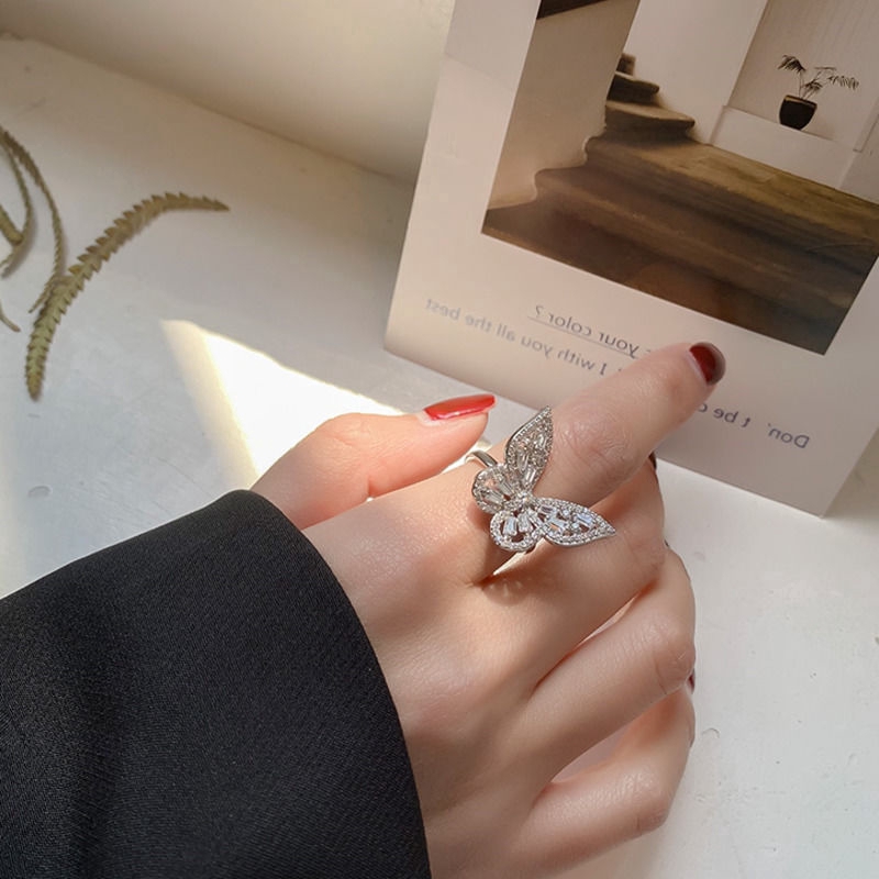 Nhẫn Dạng Hở Hình Bướm Đính Đá Xinh Xắn Dành Cho Nữ