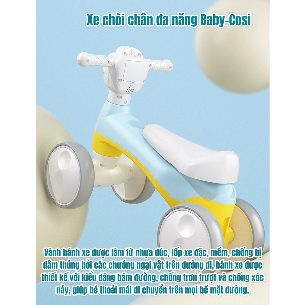 Xe chòi chân, xe cân bằng cho bé Baby Cosi BW802, siêu phẩm mới nhất 2022 với kiểu dáng và màu sắc siêu yêu cho bé