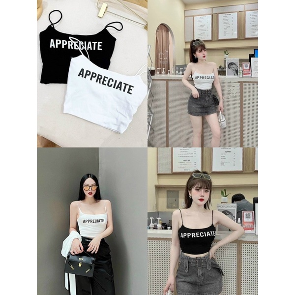 ÁO 2 DÂY CHỮ CÓ ĐỆM DÁNG NGẮN TÔN VÒNG 1 MS80157