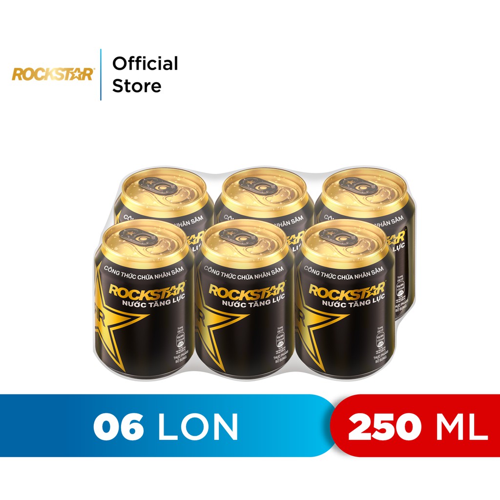 [Grocery Gift] Lốc 6 Lon Nước Tăng Lực Rockstar (250ml/lon)