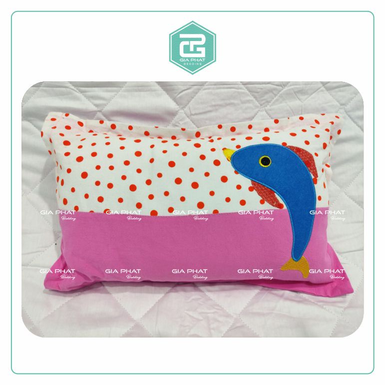 Gối nằm trẻ em vải Cotton KARA ruột bông gòn 27 x 45cm.