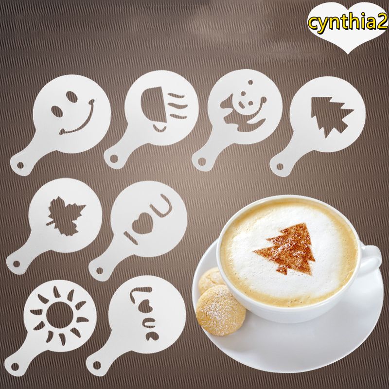 Cafe Foam Spray Template Barista Stencils Decoration  Fancy Coffee Printing Flower Mold Latte Cappuccino Stencil 16pcs Pattern Cappuccino Printing Creative Garland Mold Coffee Foam Spray Template Decor Art Coffee Foam Spray Template Plastic Coffee Model