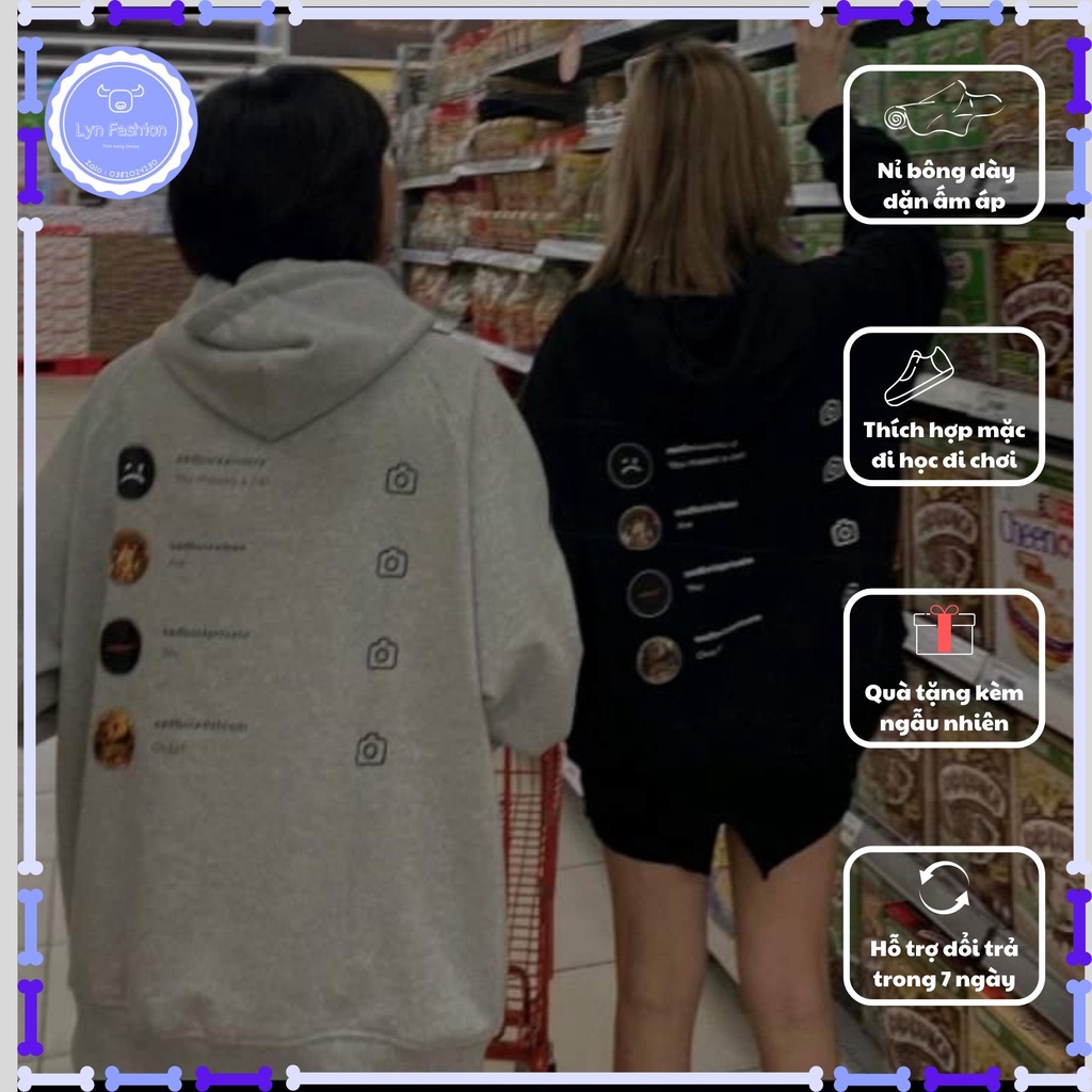 Áo khoác hoodie unisex Sadboiz Sadtagram vải mịn dày dặn cực hot 2021 Lyn Fashion
