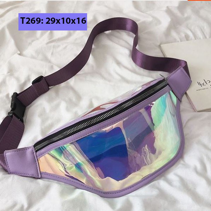 Túi bao tử đeo chéo trong suốt unisex nam nữ đeo bụng đeo trước ngực cá tính T269 | BigBuy360 - bigbuy360.vn