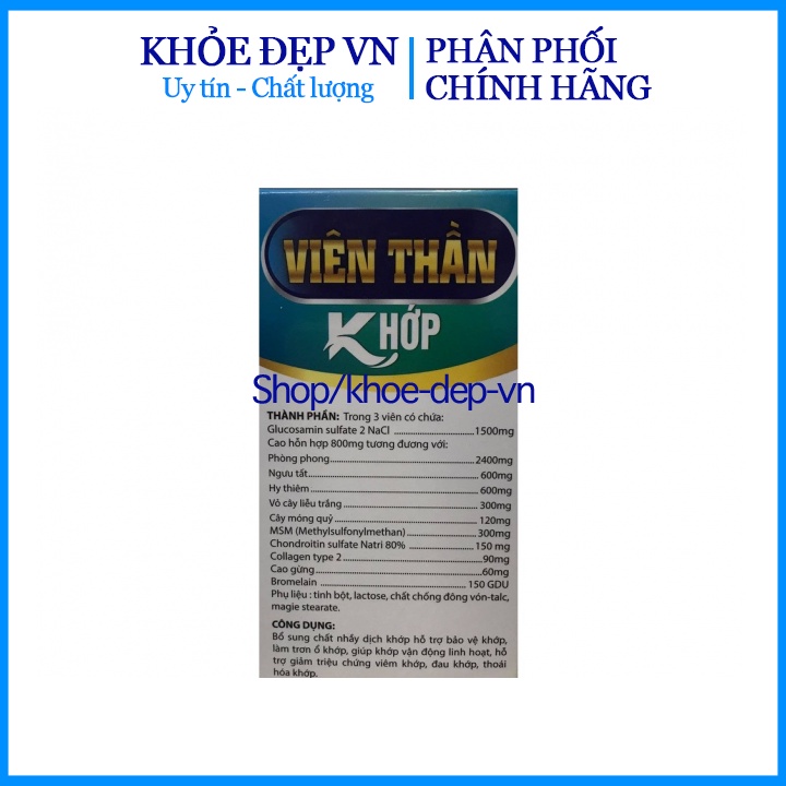 Viên thần khớp Glucosamin giảm đau xương khớp tăng chất nhầy xương khớp hộp 60 viên