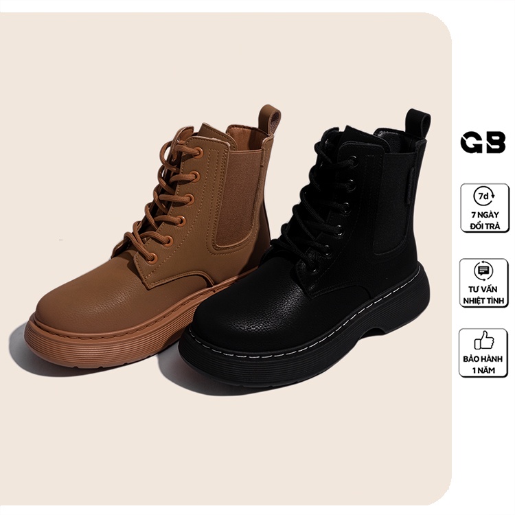 Giày Boot Nữ Cổ Cao Da Mờ Đế Cao 3 cm giayBOM B1604