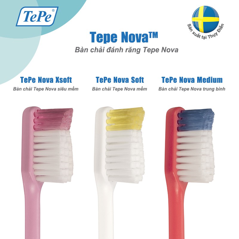 Bàn chải đánh răng siêu mềm làm sạch sâu bên trong răng Tepe Nova X-soft