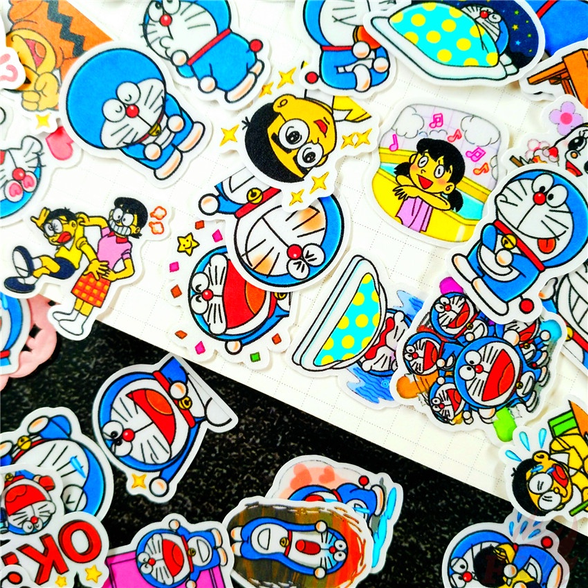 ★★★ Miếng Dán Trang Trí Nhật Ký Hình Doraemon Q-3 Mini Dễ Thương ★★★ Bộ 50 Miếng Dán Trang Trí Album Thời Trang DIY Kích Thước 2~3cm