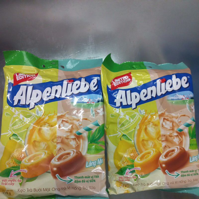 Kẹo alpenliebe trà bưởi mật ong và hồng trà sữa 119g