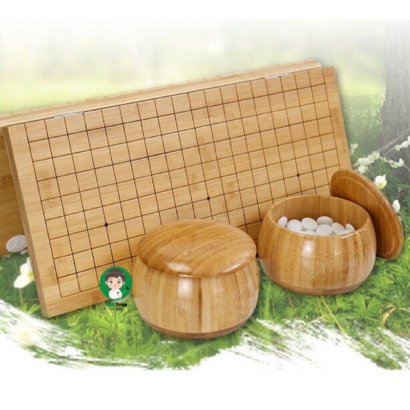Bộ Cờ Vây Bàn Trúc Gập Bàn Cờ Caro 2 Trong 1 Bàn Cờ