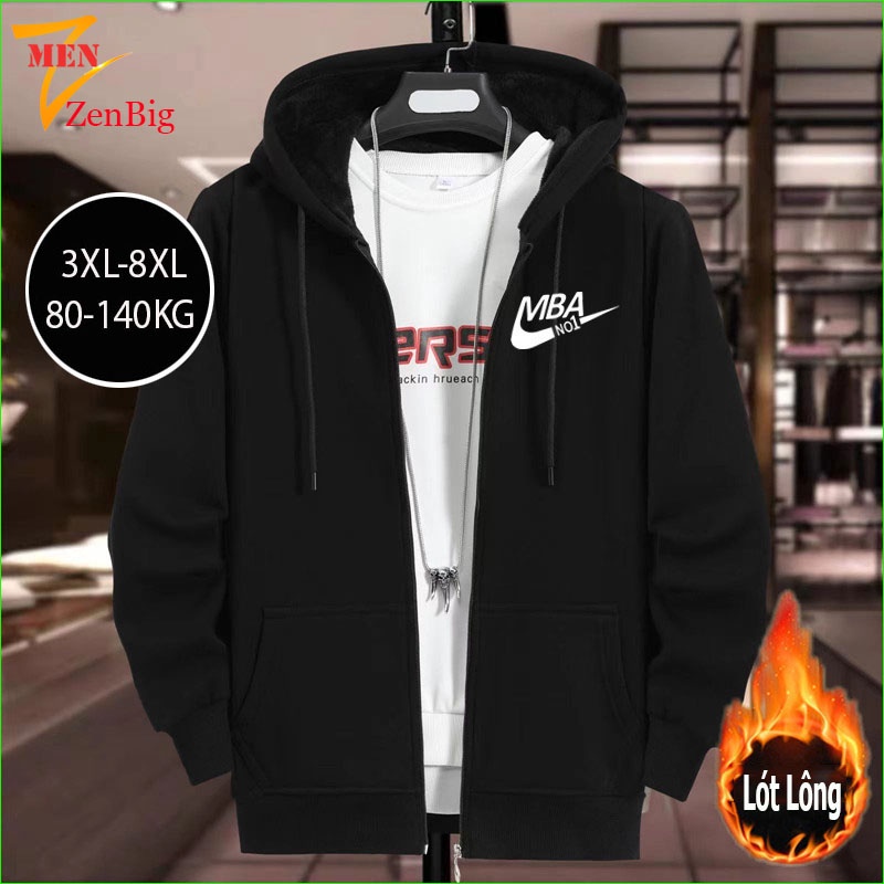 Áo khoác nam thu đông vải nỉ lót lông big size nam hàng size châu âu ngoại cỡ cho người mập người béo