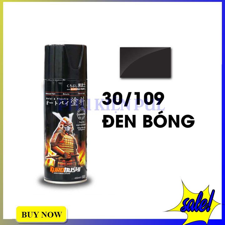 Sơn Xịt Xe Máy Màu Đen Bóng Samurai 30/109 Chính Hãng