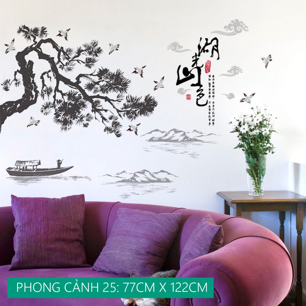 Decal tranh dán tường trang trí decor phòng khách , Spa, cafe 2021