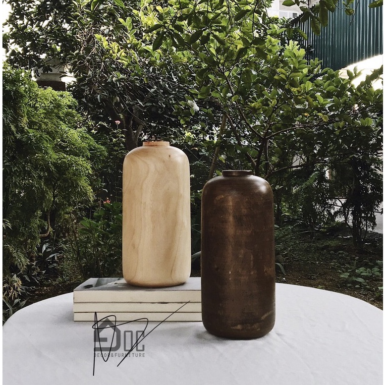 Lọ hoa gỗ trang trí, bình hoa gỗ nghệ thuật, đồ decor Góc Decor