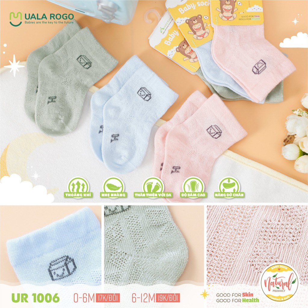 [Mã SKAMCLU7 giảm 10% cho đơn từ 0Đ] TẤT LƯỚI NATURE size 0-12m UALAROGO