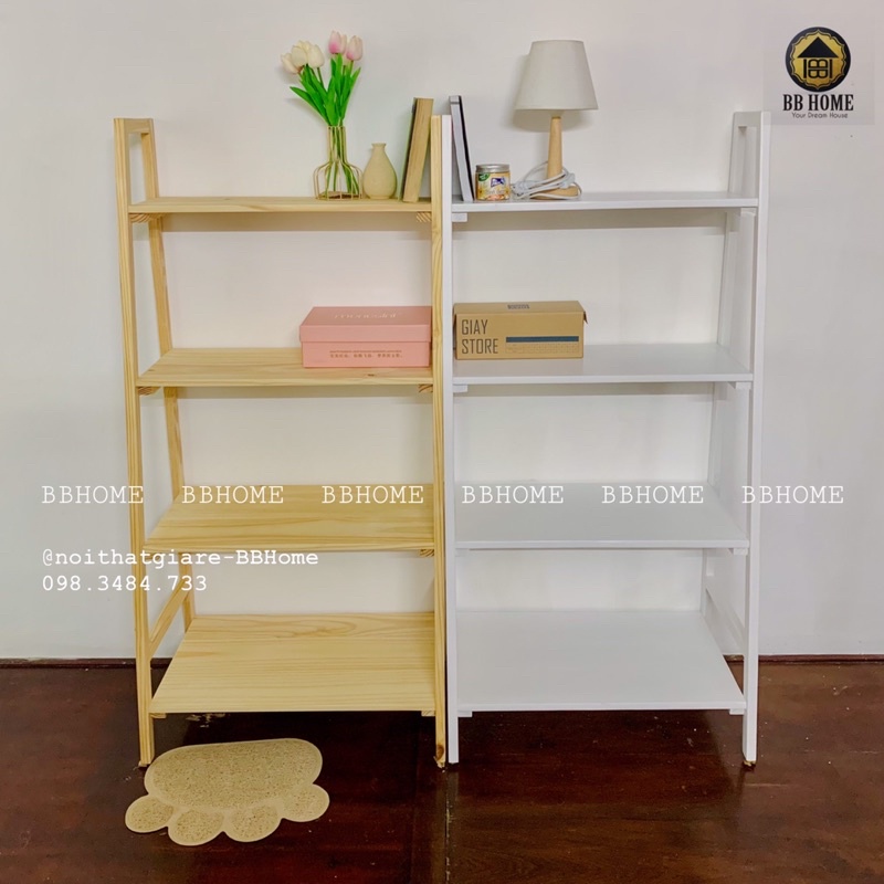 Kệ gỗ ván liền trưng bày 4 tầng nhiều chức năng