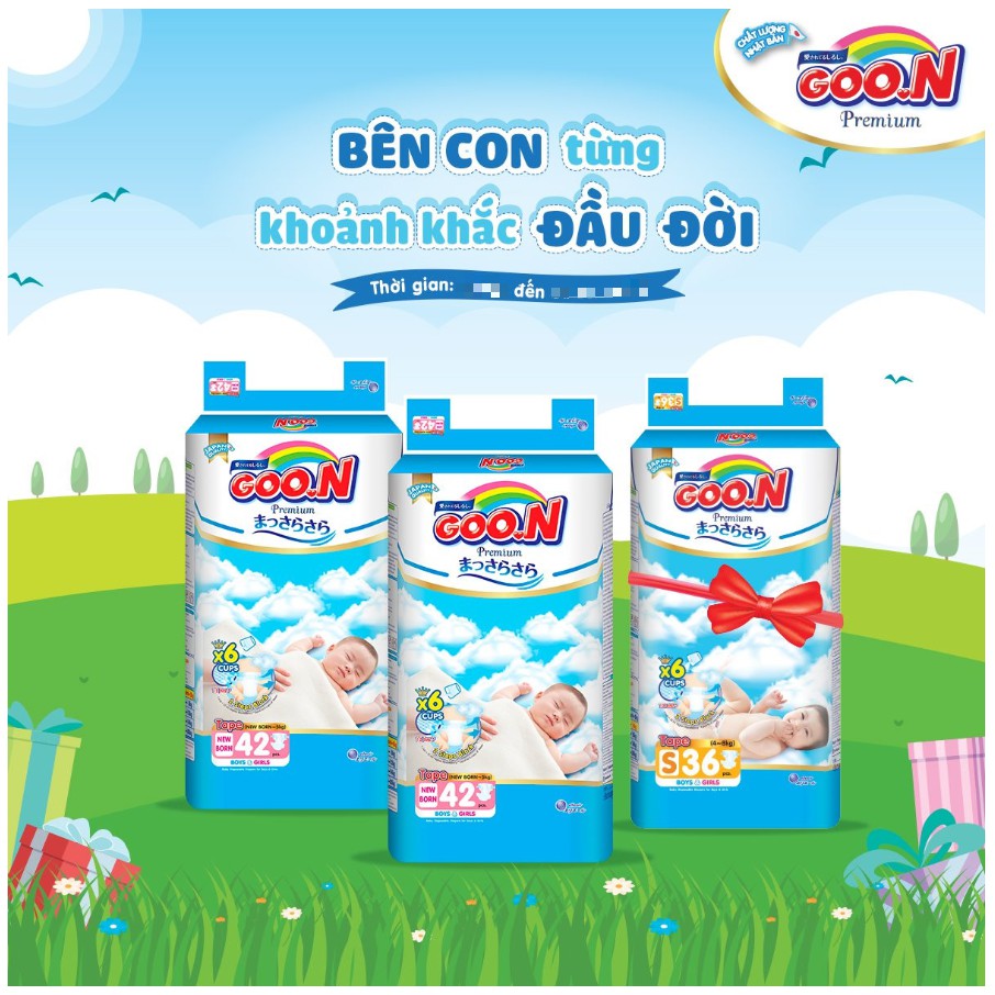 Combo 2 Tã dán GOON Newborn 42M tặng 1 Goon Size S 36M