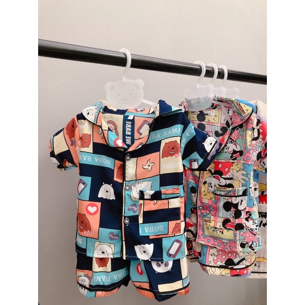 Pijama cho bé Thô lụa mịn đẹp họa tiết sắc nét chất liệu hút mồ hôi size 1-7 tuổi 6-30kg nhiều mẫu in