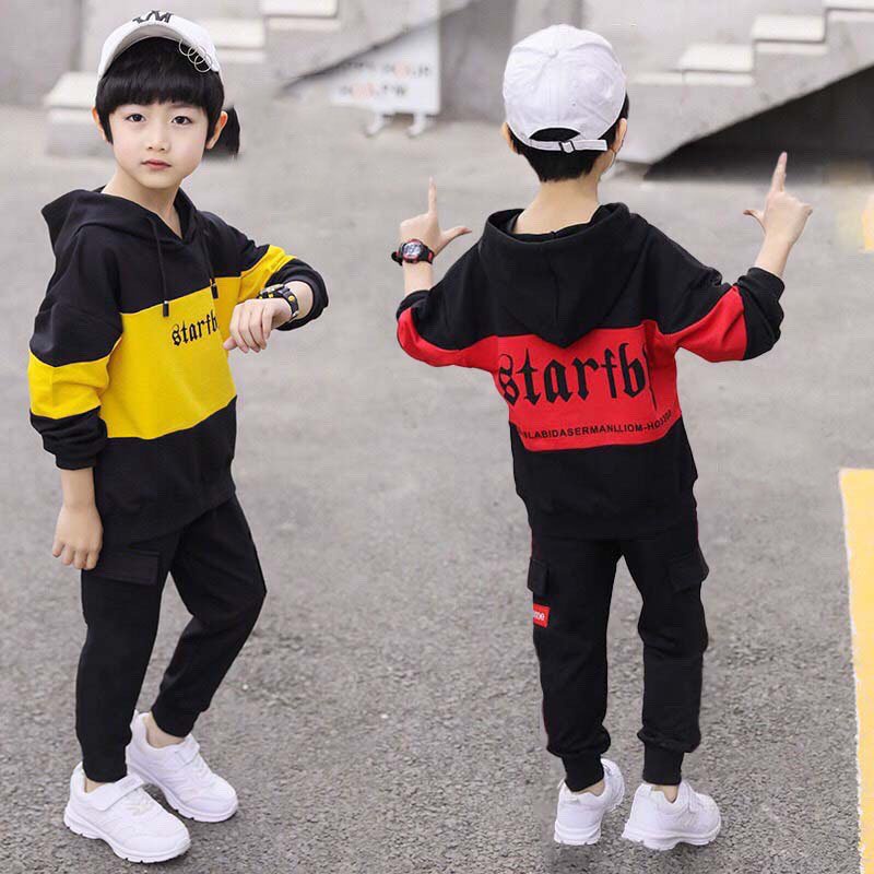 Bộ quần áo thu đông trẻ em 14-46kg dành cho bé trai mẫu E có mũ, hàng loại 1 chất vải cao cấp