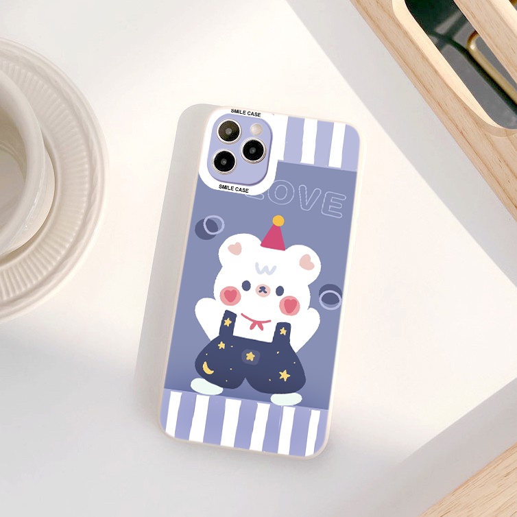 Ốp điện thoại iphone gấu trắng cute ốp lưng iphone vuông cạnh 6/7/8/Plus/X/Xr/11/Pro/Max/12//13/13promax th301