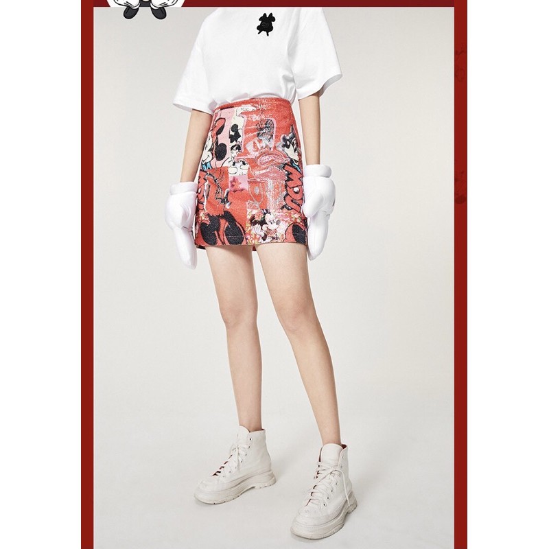 Chân váy đỏ kim sa Peacebird