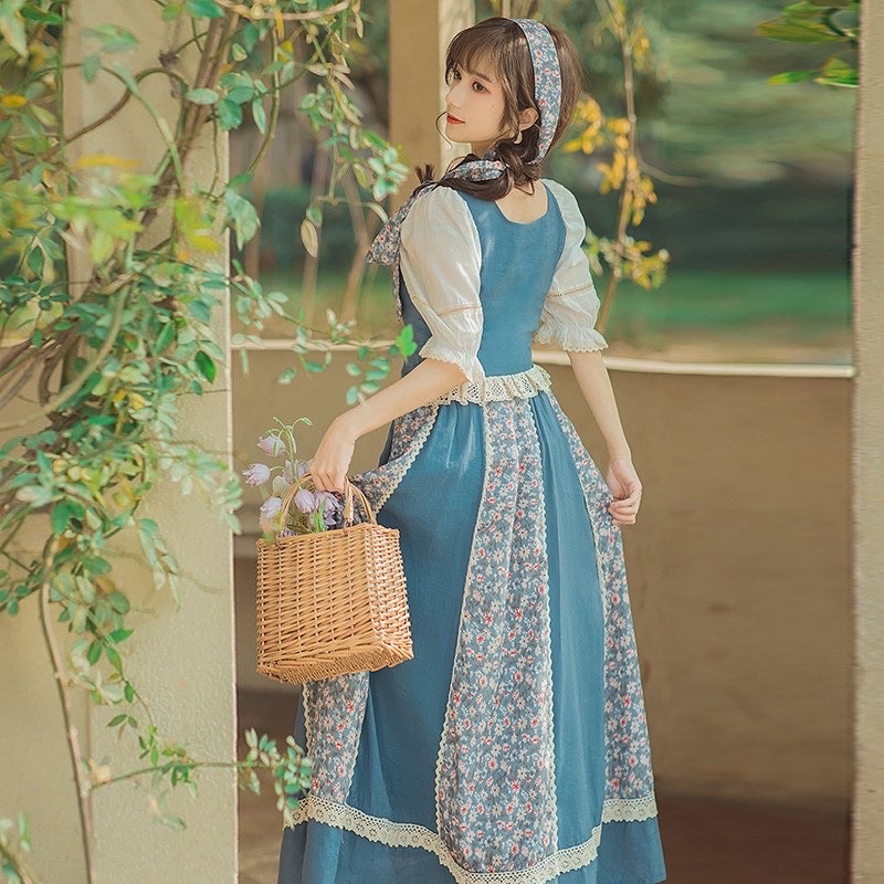 Bộ vintage hoa nhí hợp chụp ảnh du lịch phong cách hà lan du mục
