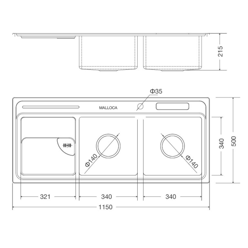 [FREESHIP HCM] Chậu Rửa Chén Malloca MS 8816 - Chất Liệu Inox 304