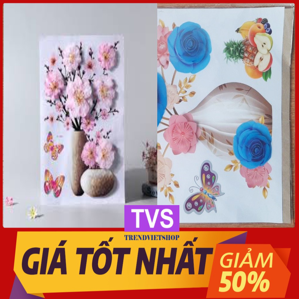 [ FREESHIP CÓ VIDEO + ẢNH THẬT ] TRANH DÁN TƯỜNG, DCAN BÌNH HOA DÁN TƯỜNG 3D SIÊU ĐẸP