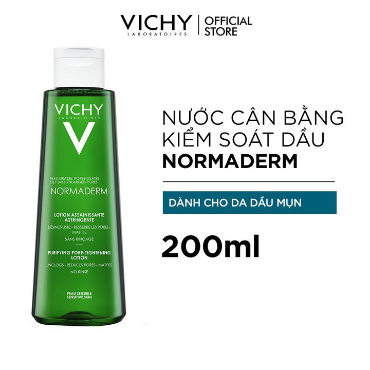Nước cân bằng dành cho da dầu, da mụn Normaderm Purifying Pore - Tightening Vichy 200ml ZKM
