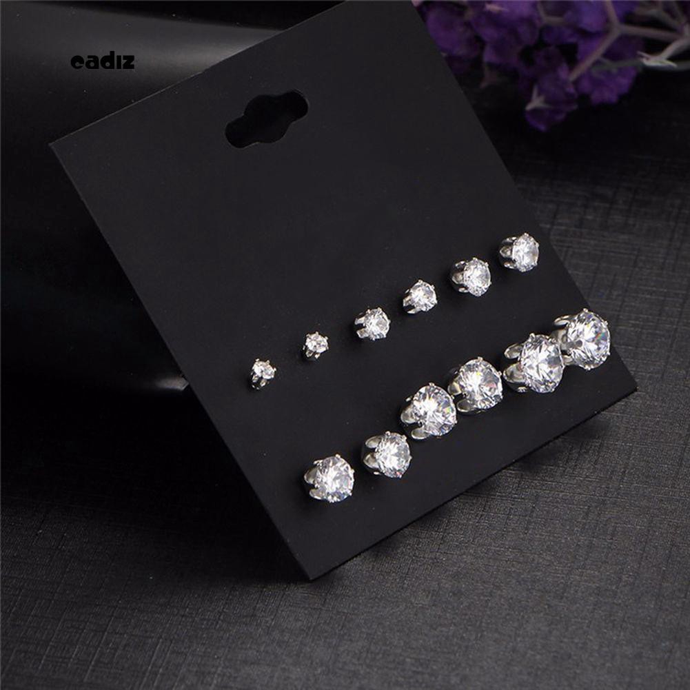 Set 6 đôi khuyên tai đá cubic zirconia thời trang cho bạn nữ