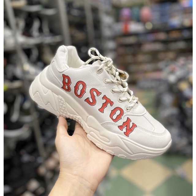 giày thể thao nam trắng , giày boston trắng kem chữ đỏ