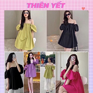 Áo kiểu trễ vai xinh đẹp TAY BỒNG babydoll trễ vai tiểu thư nữ dáng xoè bồng tay ngắn hở vai nữ- Thiên Yết QTA01