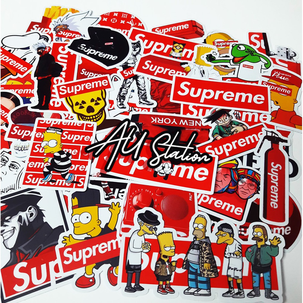 Decal Sticker SUPREME Nhựa PVC, không thấm nước, dán nón bảo hiểm, xe, laptop, điện thoại, Vali, ... Siêu Hot