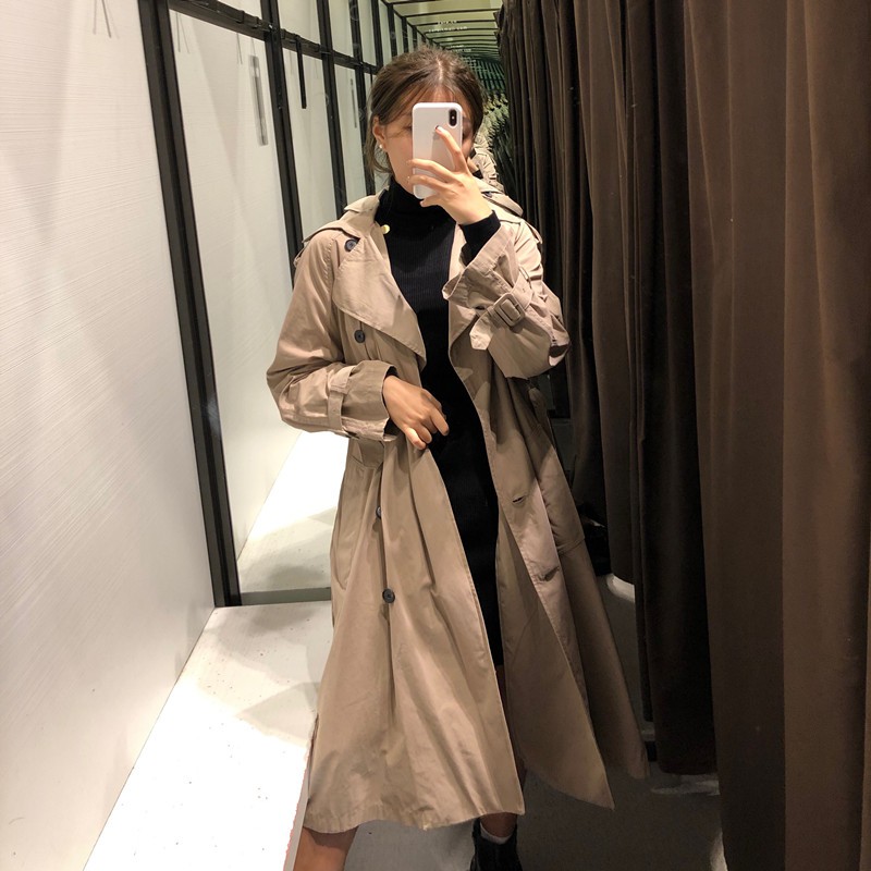 ÁO KHOÁC TRENCH COAT DÁNG DÀI NỮ KÈM THẮT LƯNG MÀU BE - 4369/245 4369/240
