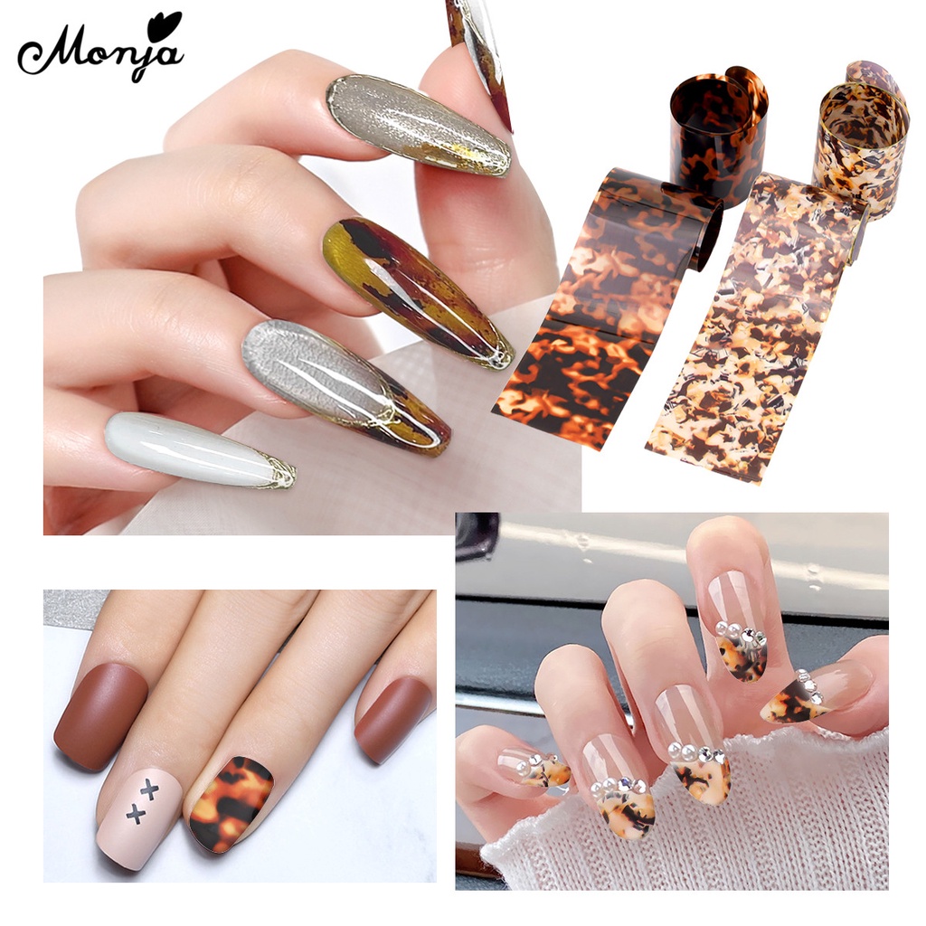 MONJA Miếng Dán Trang Trí Móng Toàn Diện Họa Tiết Bầu Trời Sao 3D DIY