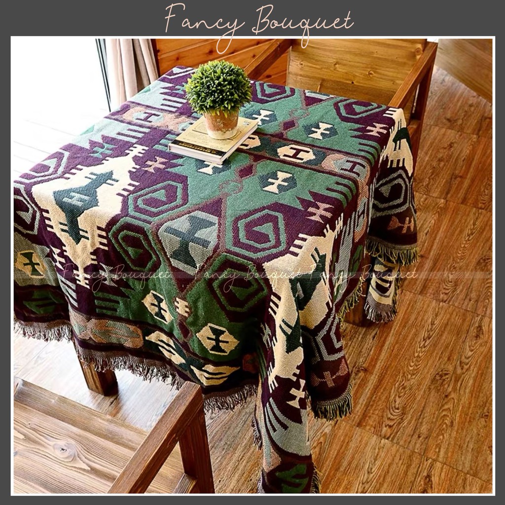 Khăn phủ sofa ❤️FREESHIP❤️ thảm trải sàn . Vải dệt hai mặt 2 màu Decor Vintage