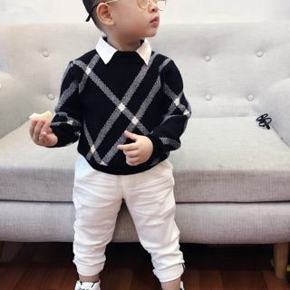 Áo len cổ sơ mi cao cấp bé trai