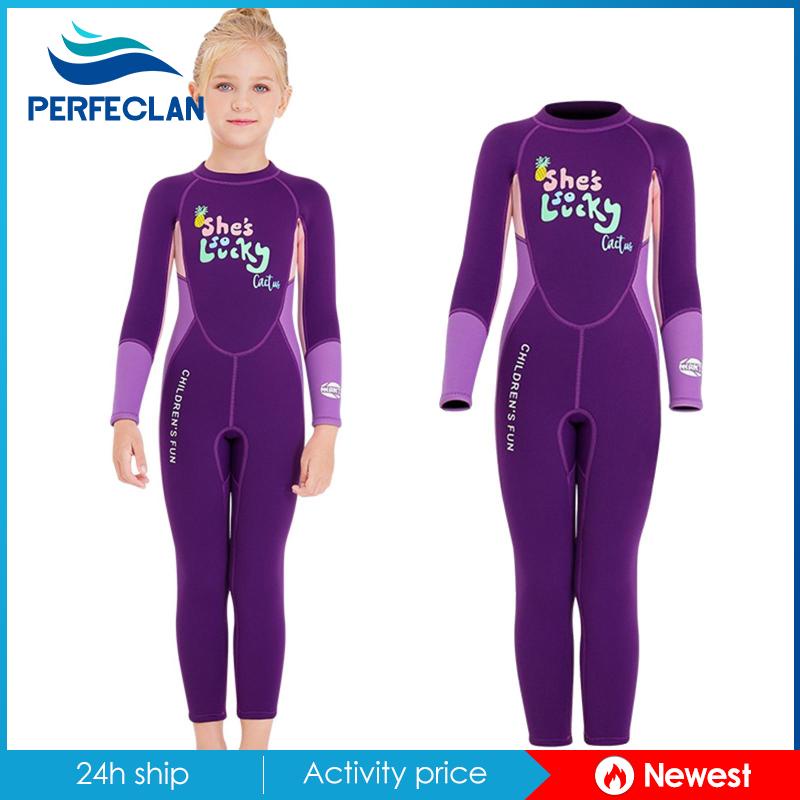 Bộ Đồ Lặn Một Mảnh Tay Dài Dày 2.5MM Cho Bé Gái