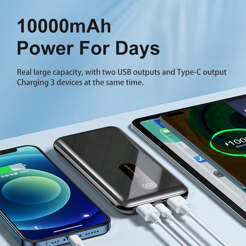 Sạc Dự Phòng 10000Mah Remax RPP-111 Siêu mỏng 3 Cổng Sạc Vào sạc nhanh iPhone 18w và 22.5w - BH 1 Năm Chính hãng