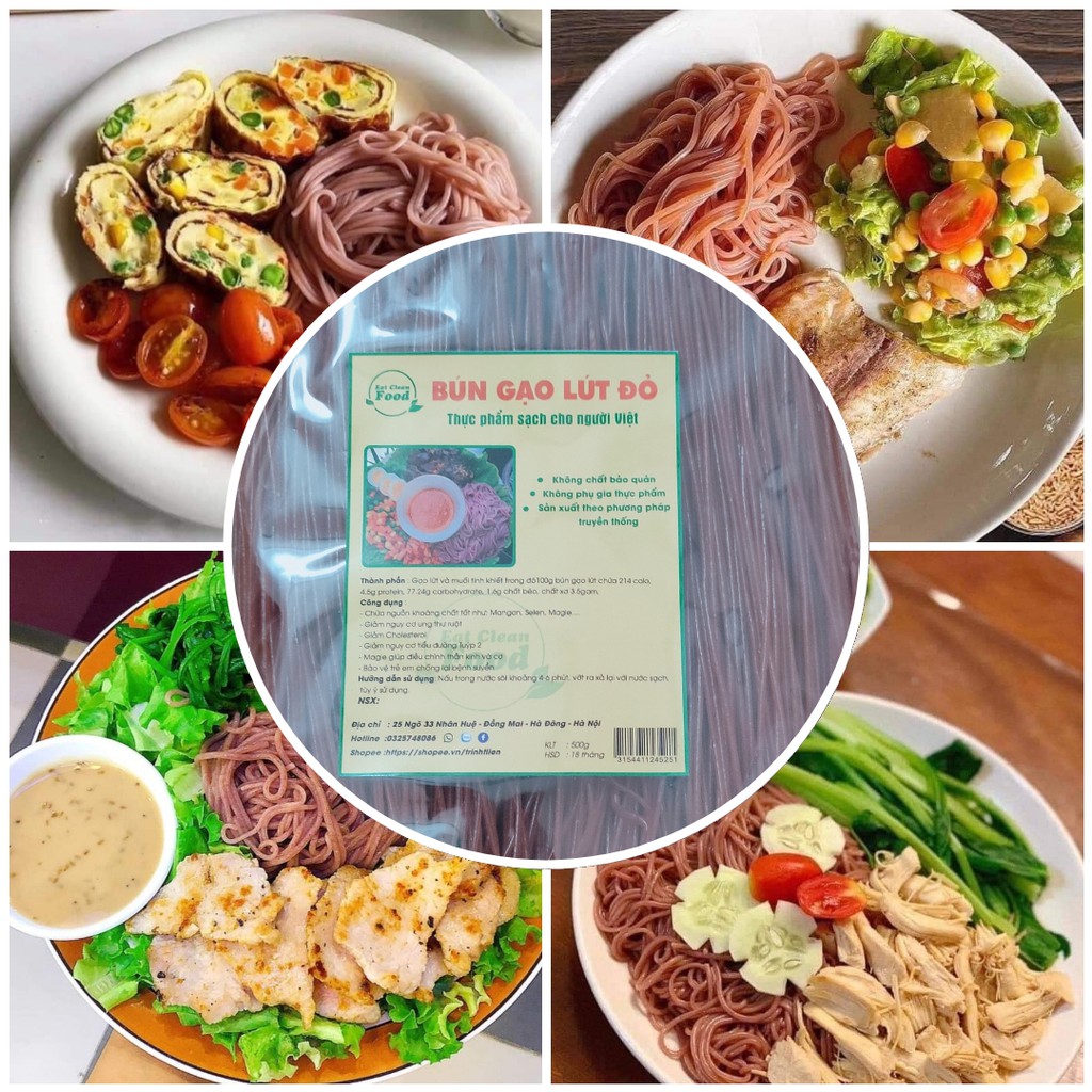 Bún gạo lứt đỏ gói 500g loại đặc biệt siêu dai siêu ngon.